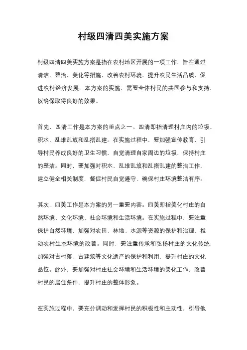 村级四清四美实施方案