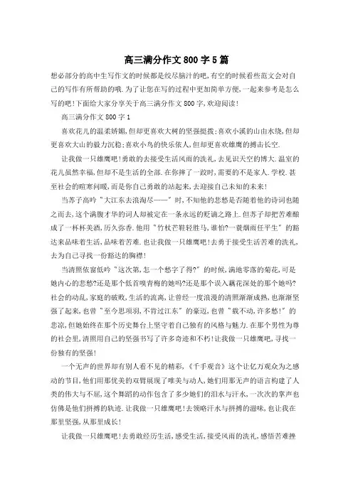 高三满分作文800字5篇