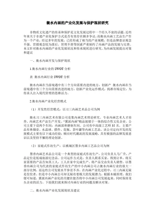衡水内画的产业化发展与保护现状研究