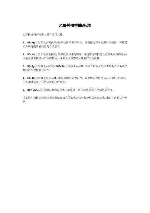 乙肝检查判断标准