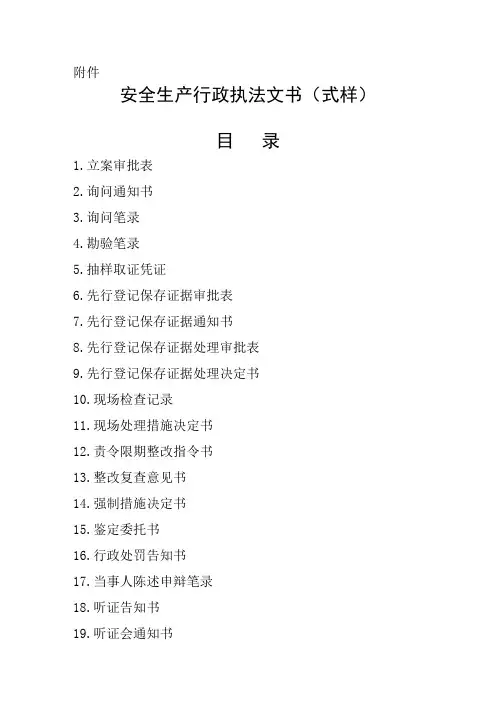 的安全生产行政执法文书式样