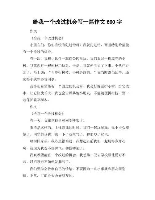 给我一个改过机会写一篇作文600字
