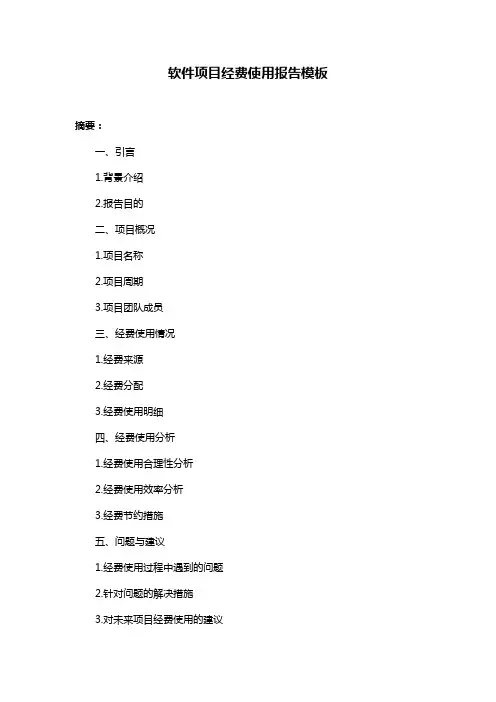 软件项目经费使用报告模板