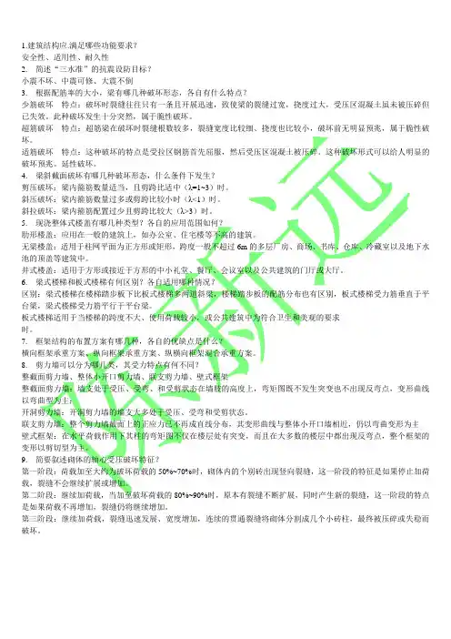 建筑结构基础与识图简答题