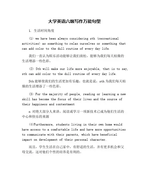 大学英语六级写作万能句型