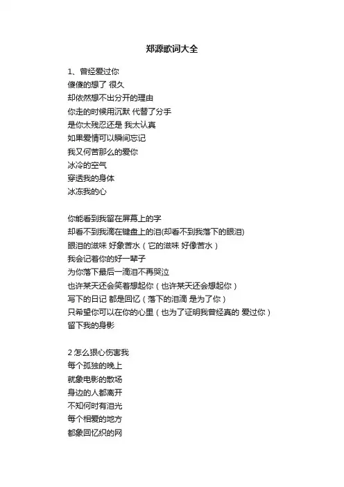 郑源歌词大全