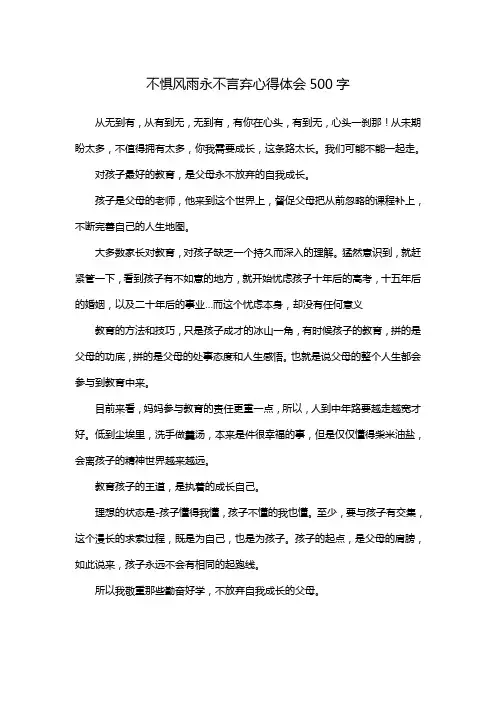 不惧风雨永不言弃心得体会500字