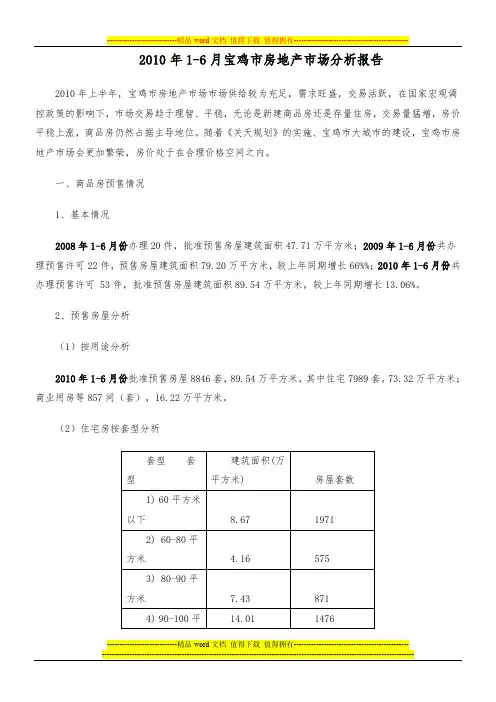 2010年16月宝鸡市房地产市场分析报告94335549