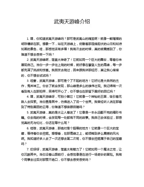 武夷天游峰介绍