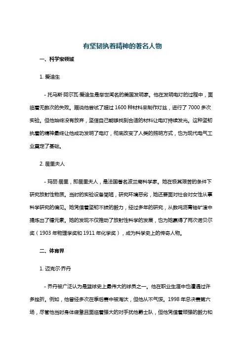 有坚韧执着精神的著名人物