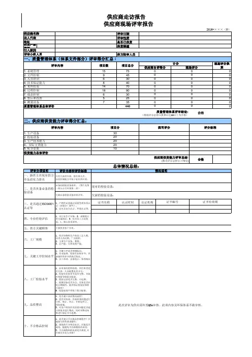 供应商走访评审表2016