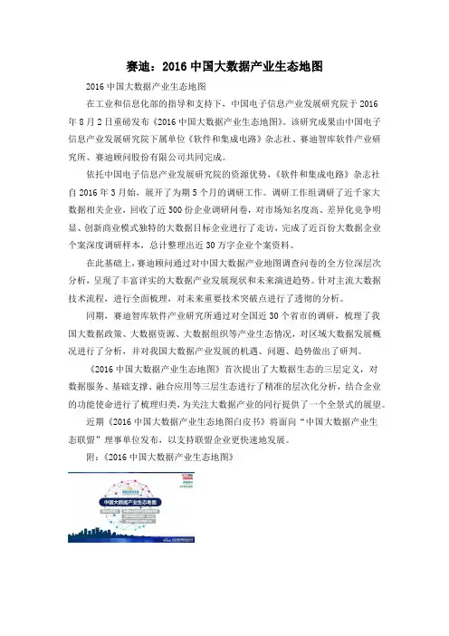 赛迪：2016中国大数据产业生态地图
