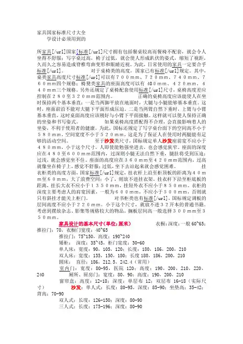 家具尺寸大全