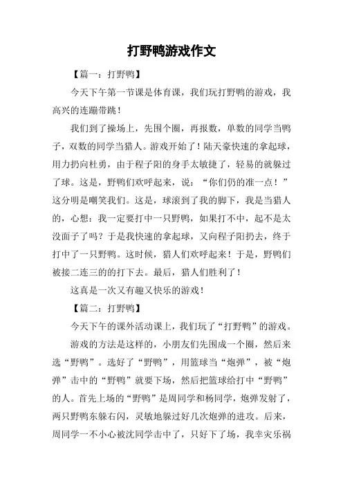 打野鸭游戏作文