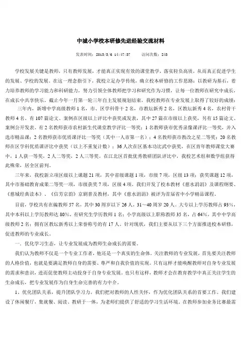 中城小学校本研修先进经验交流材料