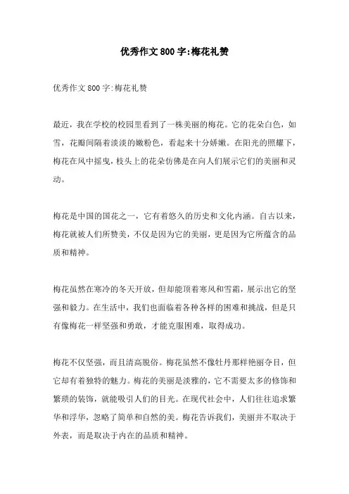 优秀作文800字梅花礼赞