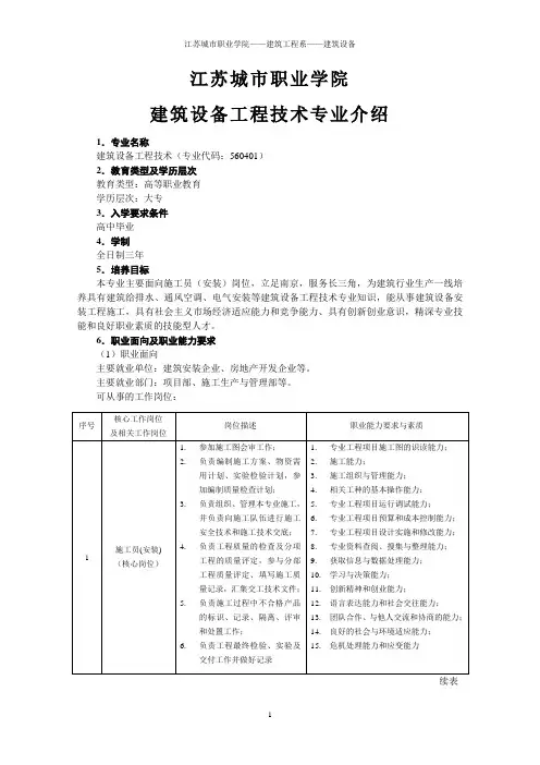建筑设备工程专业介绍