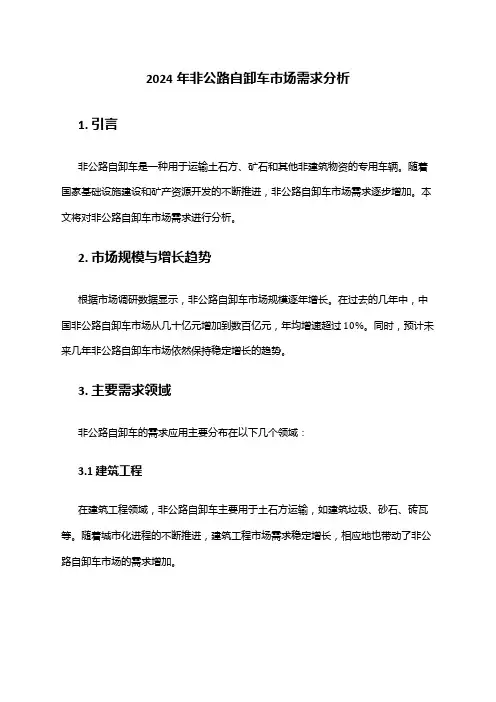 2024年非公路自卸车市场需求分析
