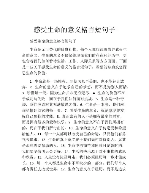 感受生命的意义格言短句子