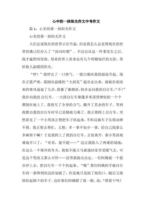 心中的一抹阳光作文中考作文