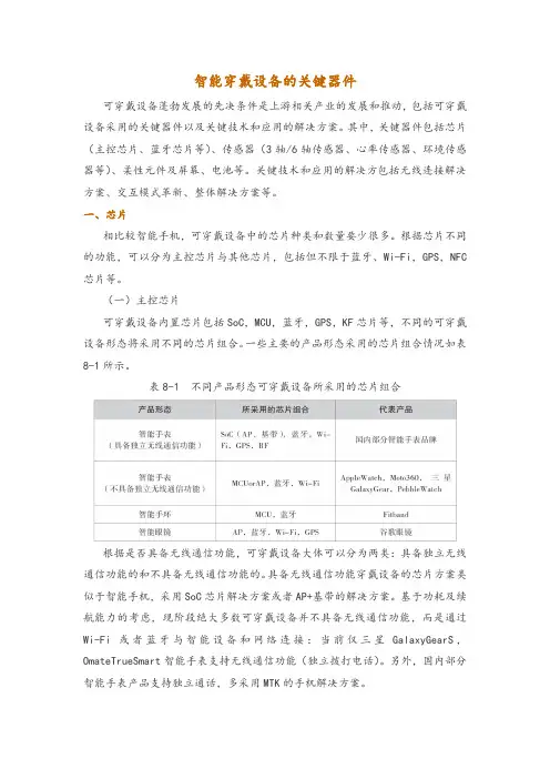 智能穿戴设备的关键器件