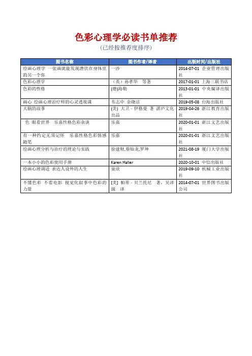 色彩心理学必读书单推荐[精美打印版本]