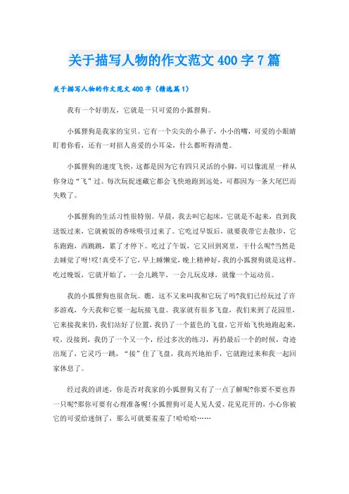 关于描写人物的作文范文400字7篇
