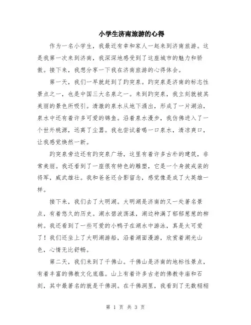 小学生济南旅游的心得