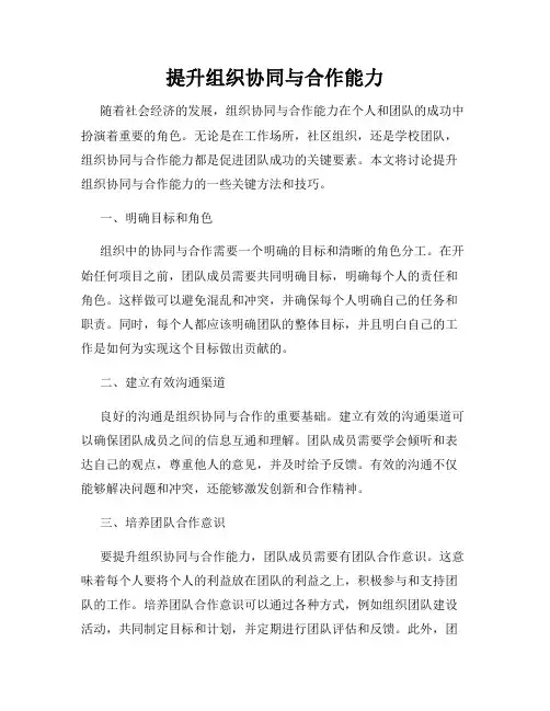 提升组织协同与合作能力