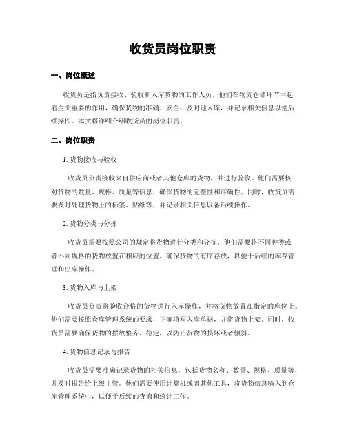收货员岗位职责