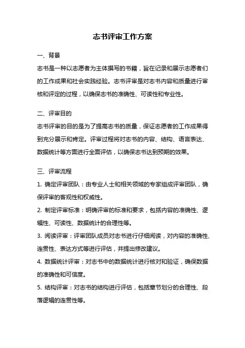 志书评审工作方案
