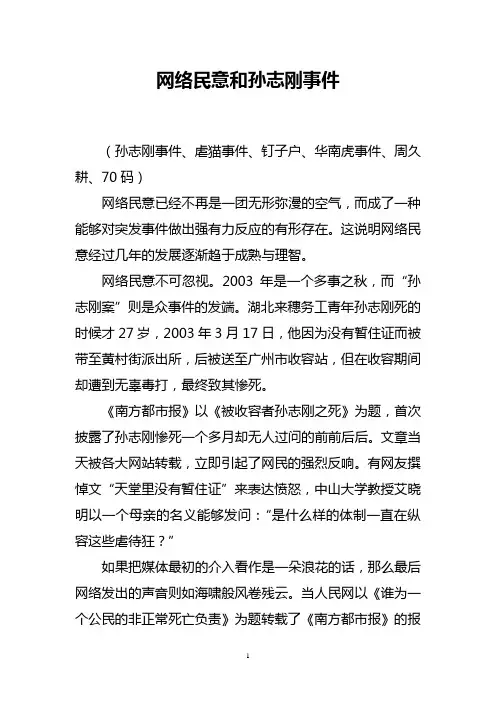 网络民意和孙志刚事件