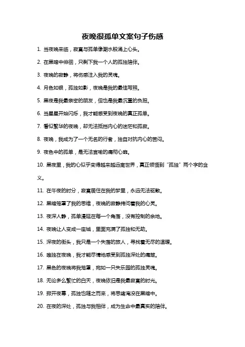夜晚很孤单文案句子伤感