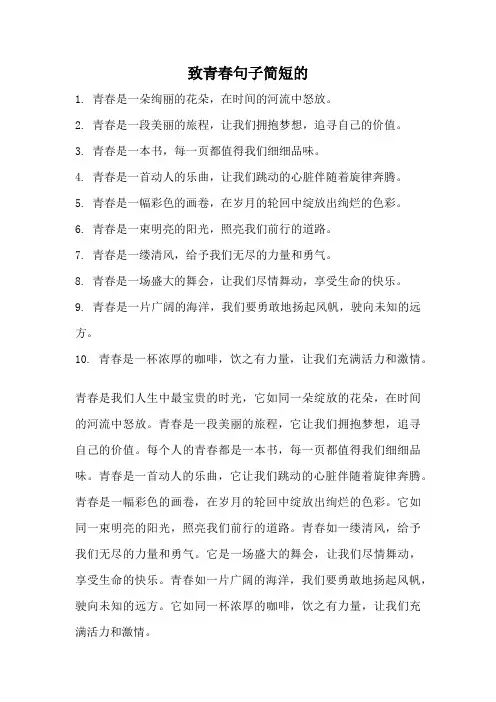 致青春句子简短的