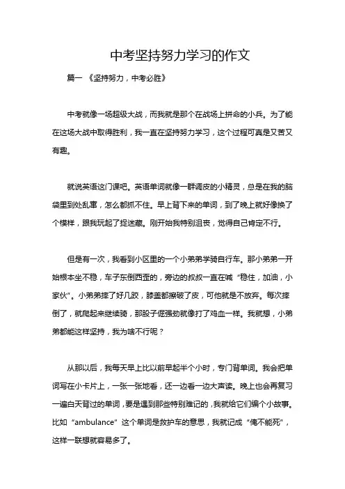 中考坚持努力学习的作文