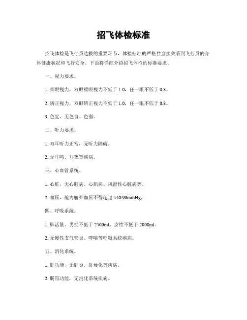 招飞体检标准