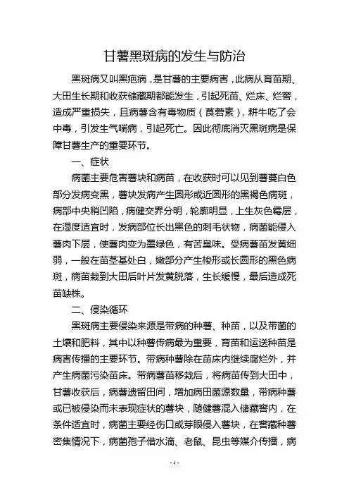 甘薯黑斑病的发生与防治