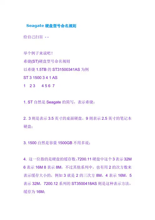 Seagate硬盘型号命名规则