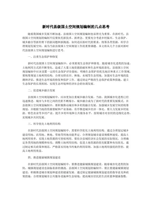 新时代县级国土空间规划编制的几点思考