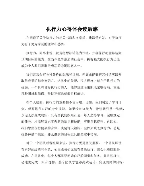 执行力心得体会读后感
