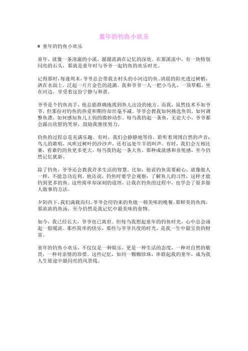 童年的钓鱼小欢乐