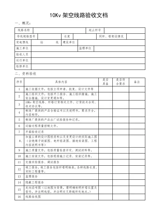 10Kv架空线路验收文档