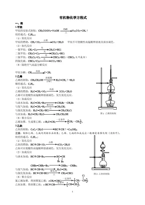 有机化学方程式总结