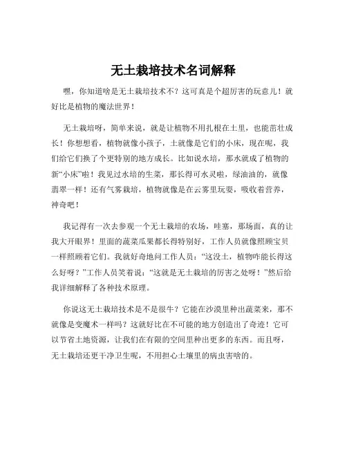 无土栽培技术名词解释
