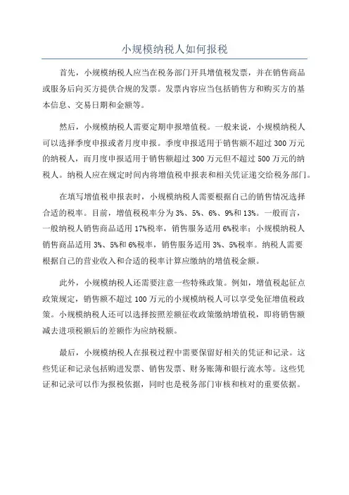 小规模纳税人如何报税