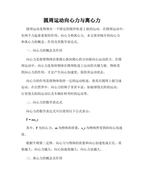 圆周运动向心力与离心力