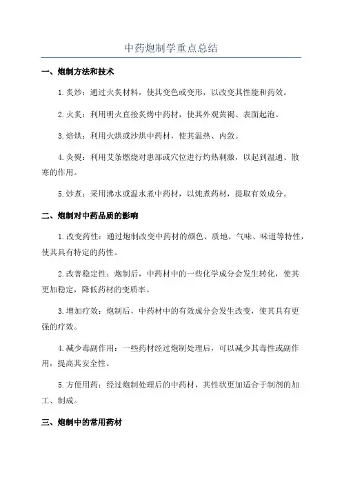 中药炮制学重点总结
