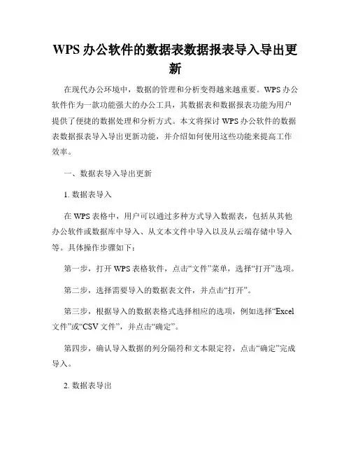 WPS办公软件的数据表数据报表导入导出更新