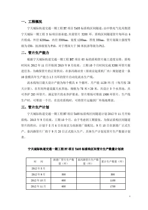 管片生产方案