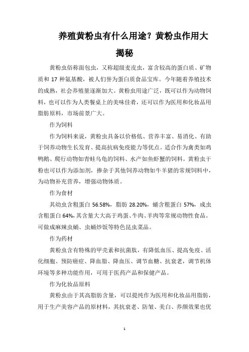 养殖黄粉虫有什么用途？黄粉虫作用大揭秘
